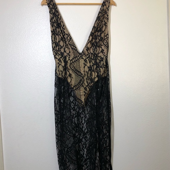 Pretty Little Thing Black/Tan Dress - Picture 1 of 8